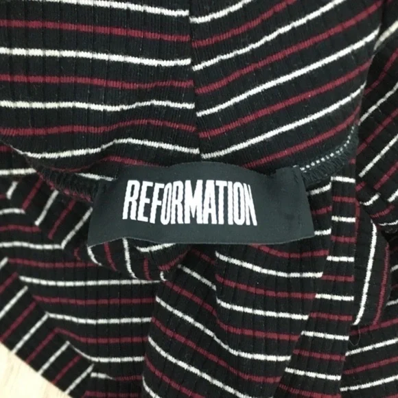 Reformation Aragon Long Sleeve Ribbed & Striped Turtleneck Midi Dress Size XS